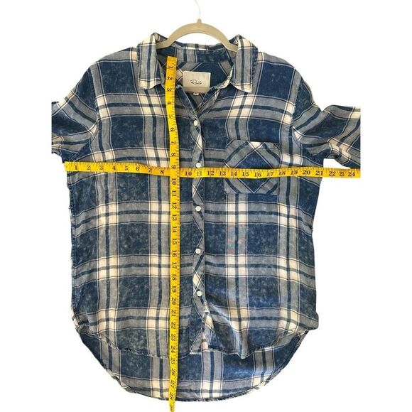 Rails Women's Plaid Cloud Wash Hi-Low Button-up Hunter Shirt Ocean Blush Medium - Picture 7 of 7